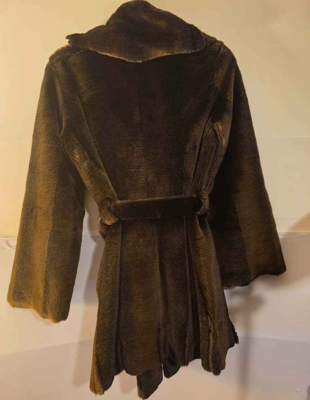 Vintage Cache Faux Fur Belted Dark Brown Coat Sz 0 - Picture 2 of 13